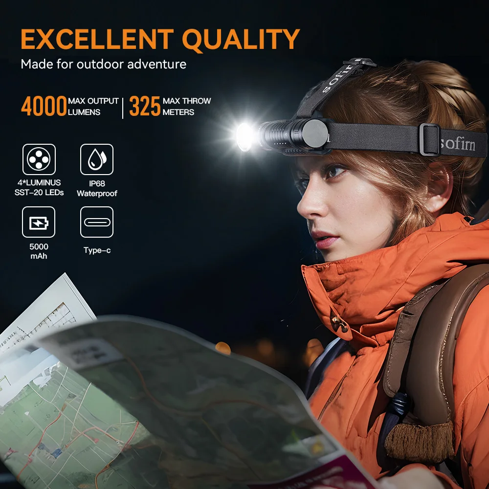 Rechargeable Headlamp, Spotlight Floodlight, Flashlight with Magnet - Image 1