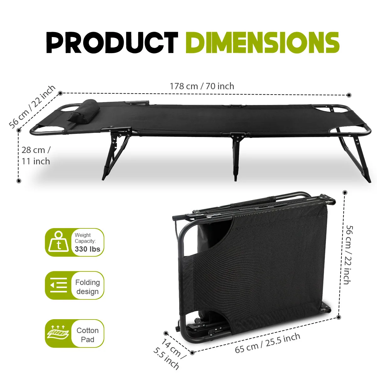 Adjustable Folding Camping Lounge Chair with Removable Soft Cushion - Image 4