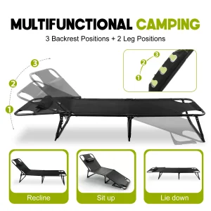 Adjustable Folding Camping Lounge Chair with Removable Soft Cushion - Thumbnail Image 3