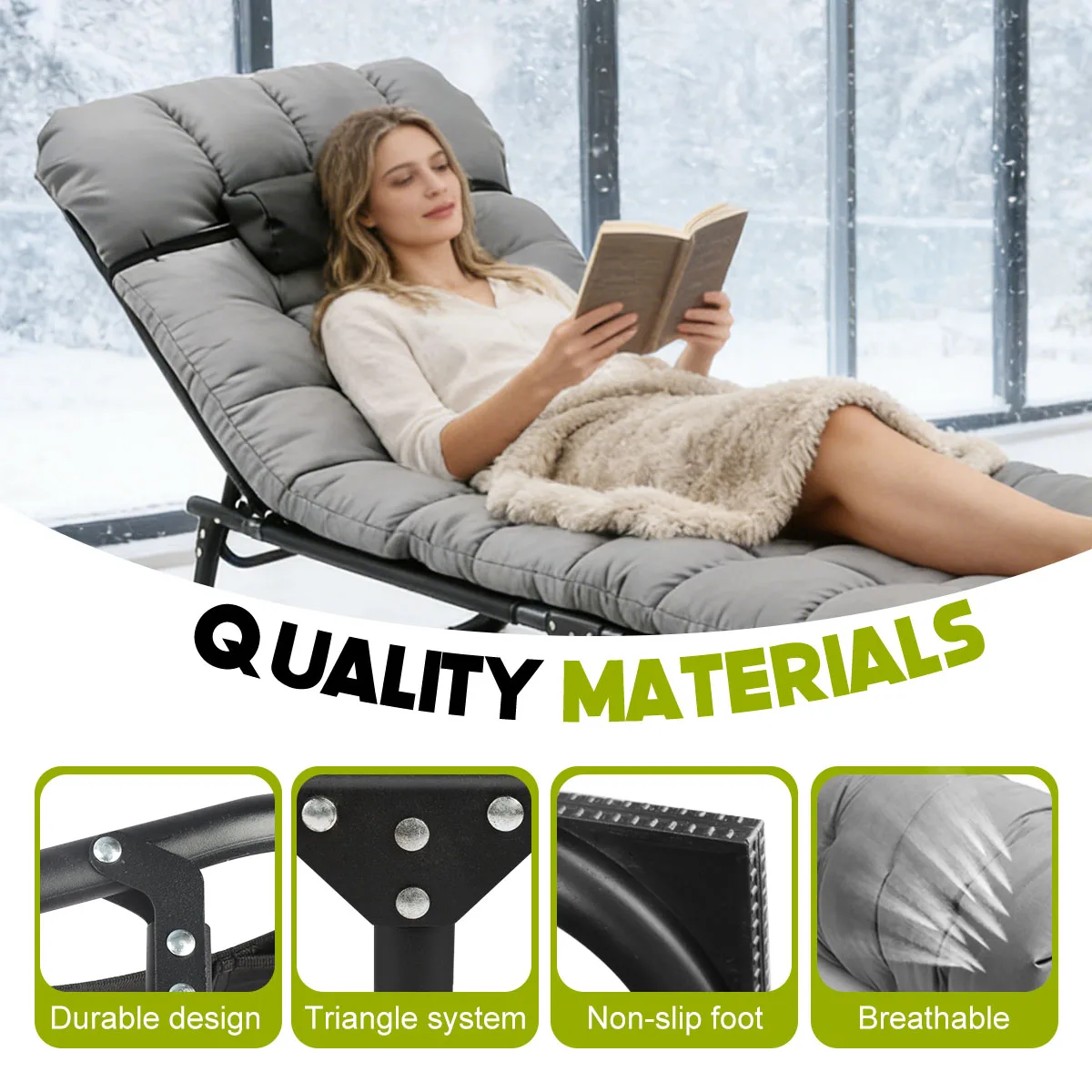 Adjustable Folding Camping Lounge Chair with Removable Soft Cushion - Image 7